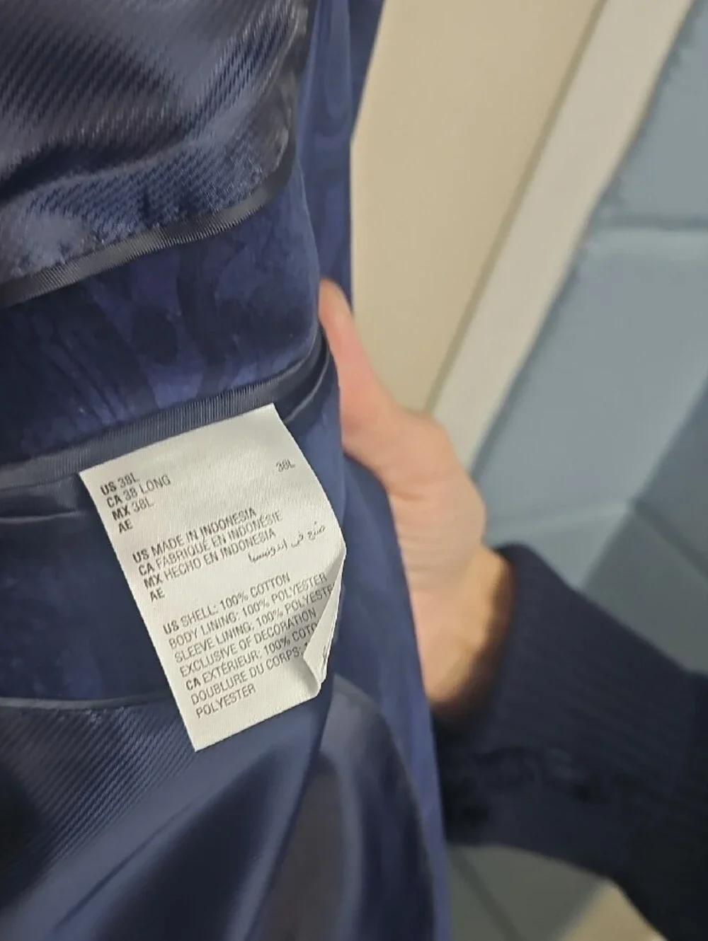 Bar III Navy Paisley Slim Sport Coat